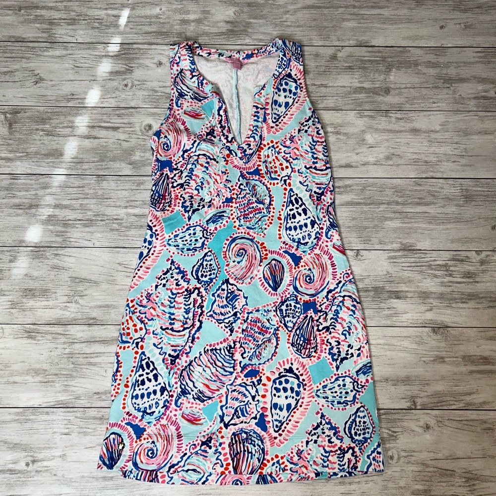 Lilly Pulitzer Terrycloth Colorful Shell Print Dress Size Small